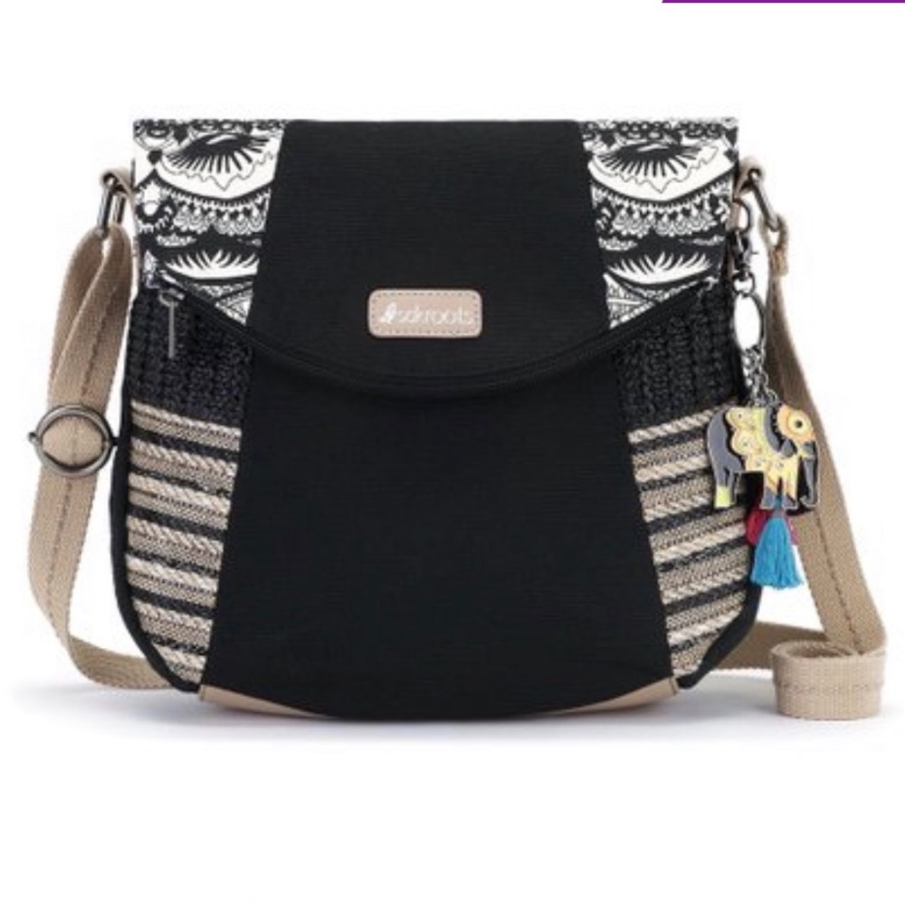 Sakroots Artist Circle Elephant Charms Canvas Foldover Crossbody Bag - Picture 2 of 15